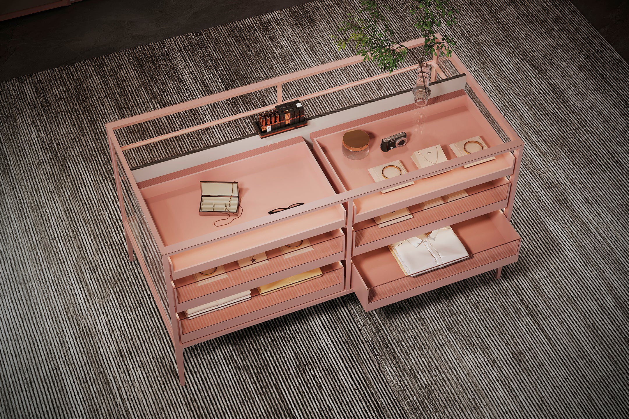 HURMAR Luxe Center Island Cabinet – Rosy Champagne Edition