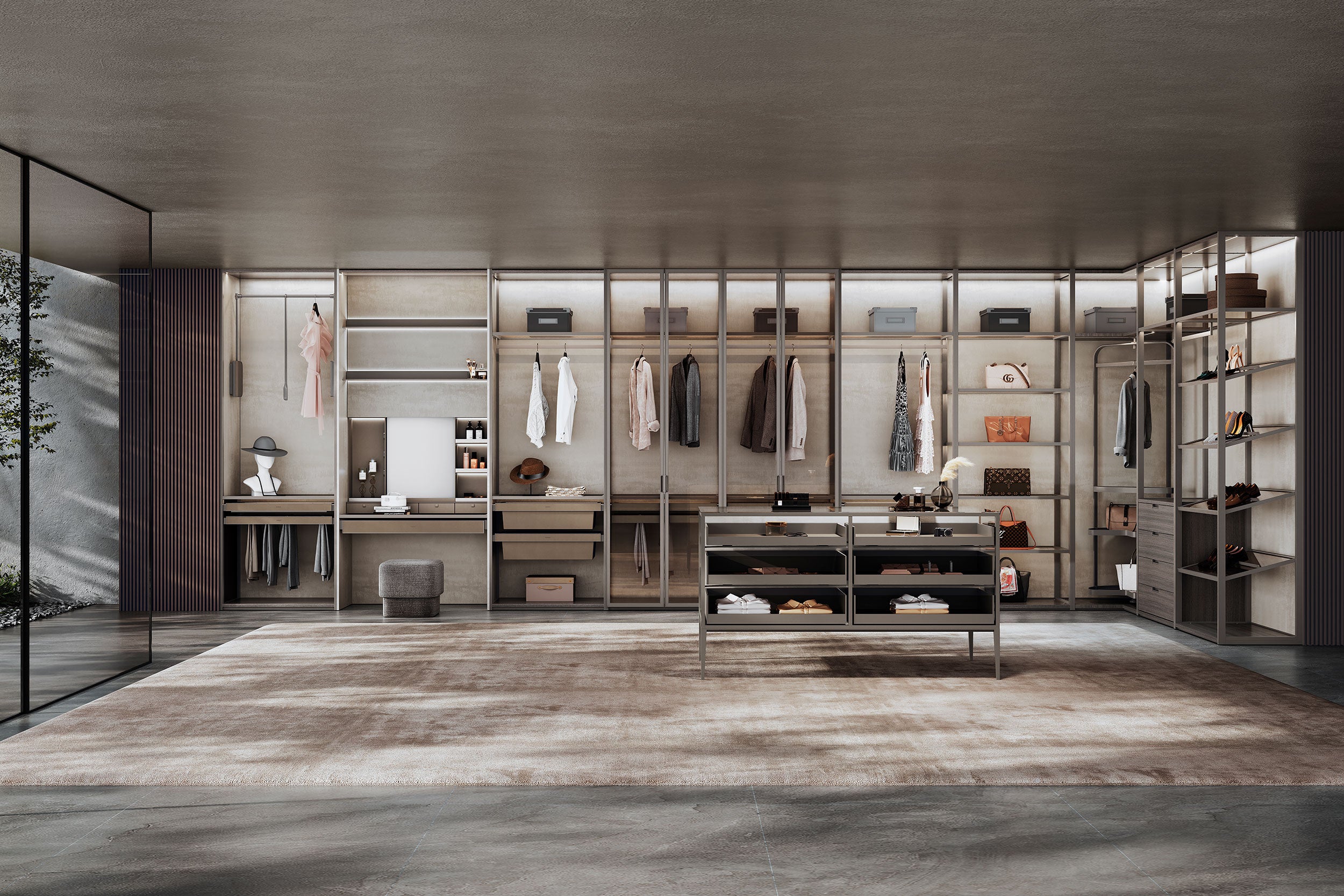 HURMAR Luxe Center Island Cabinet – Platinum Ash Edition