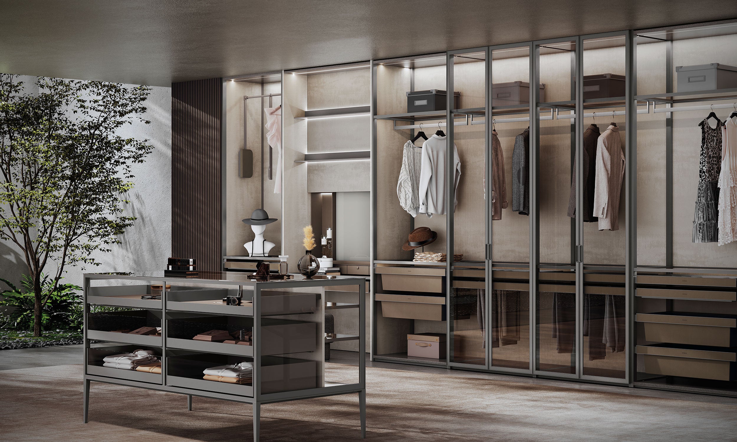 HURMAR Luxe Center Island Cabinet – Platinum Ash Edition